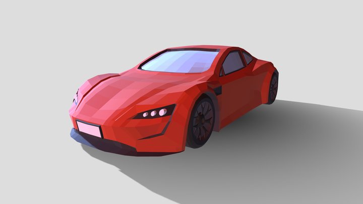 Lowpoly Car Tesla Roadster Lookalike 3D Model