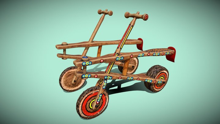 Bicycle Wooden African 3D Model