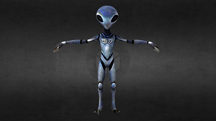 Realistic Grey Alien 3D Model