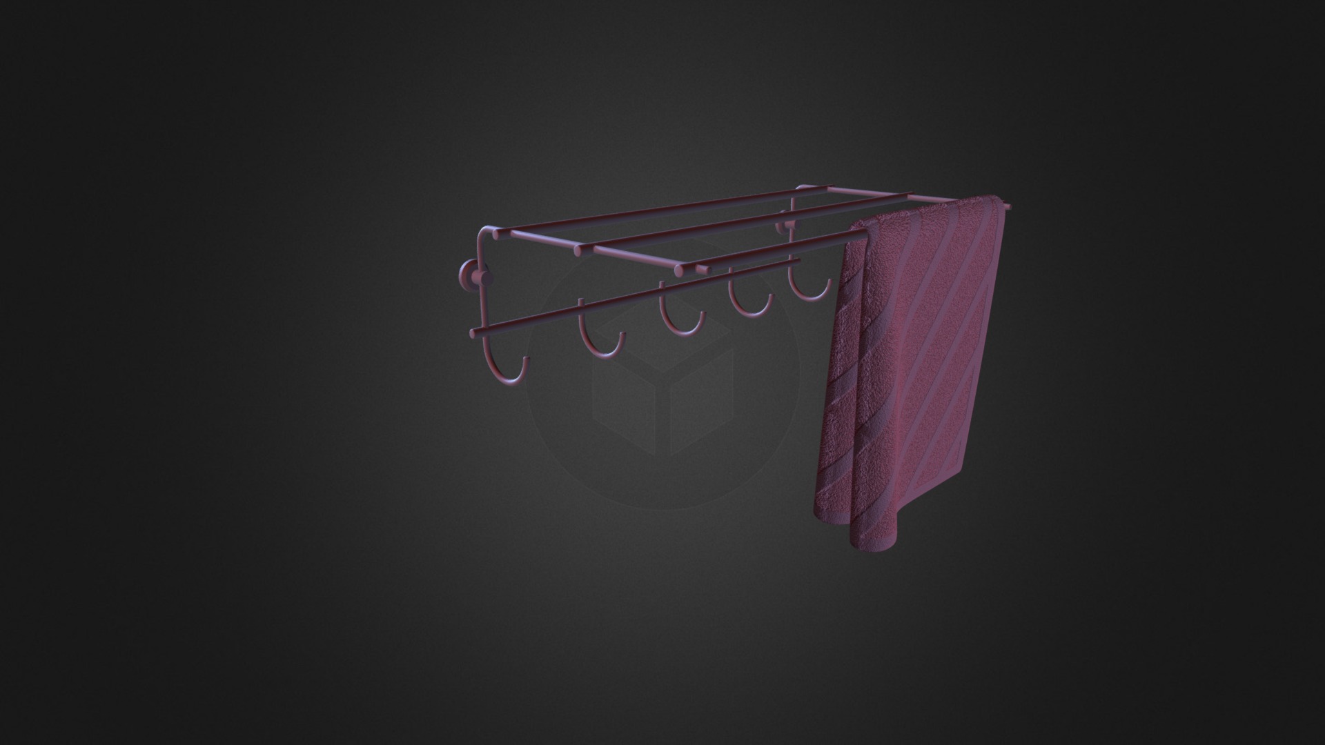 3D model Wall Towel Hanger - This is a 3D model of the Wall Towel Hanger. The 3D model is about a pink and white paper with a symbol on it.