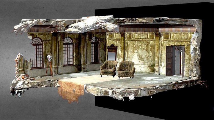 Abandoned game interior 3 in 1 3D Model
