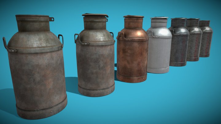 Old Rustic Milk Cans / Milk-Churn Type C 3D Model