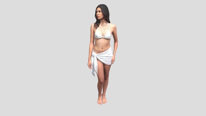 Barefoot In White Swimwear – Kostenloses 3D-Modell STL
