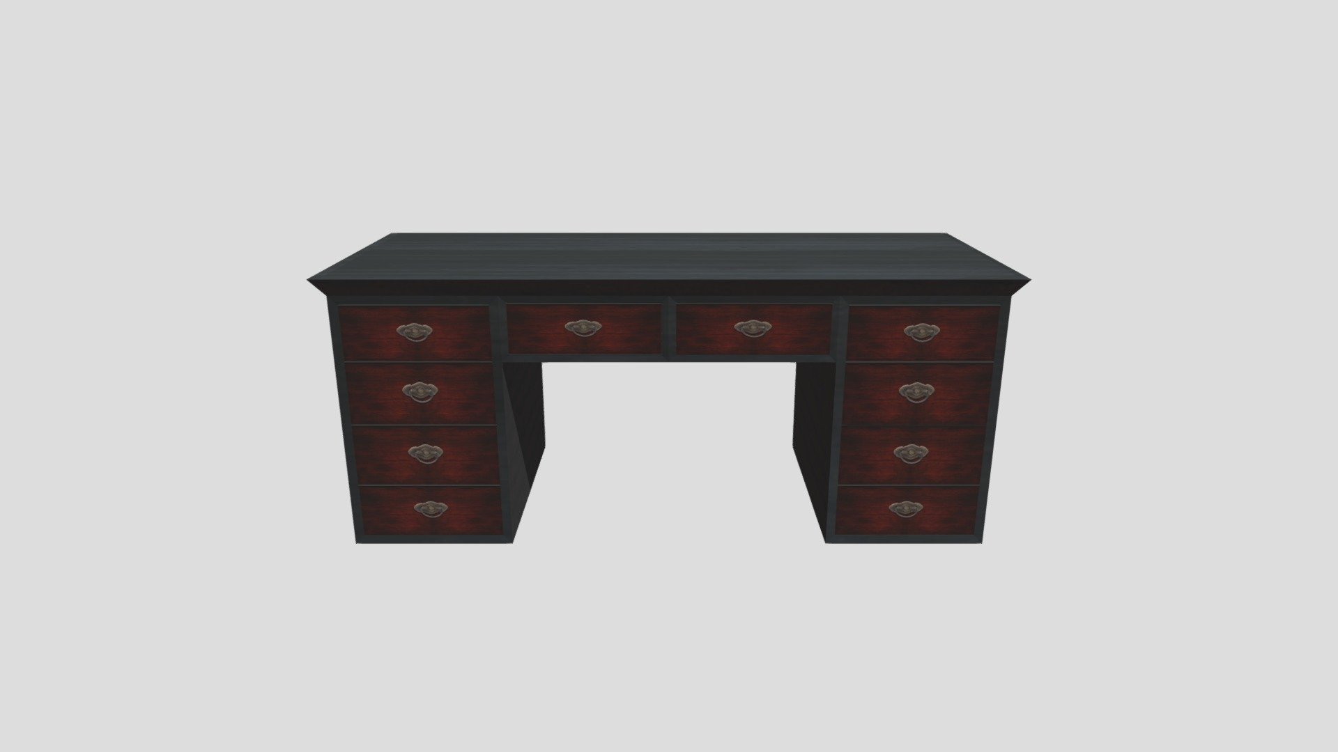 Desk with Drawers - Black Wood - Cherry Drawers — Sketchfab embed 3D viewer