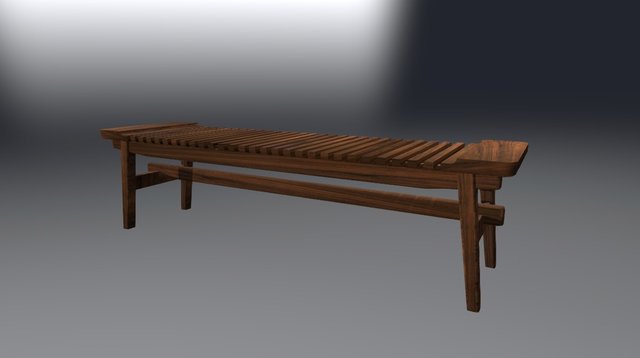 Walnut Bench 3D Model