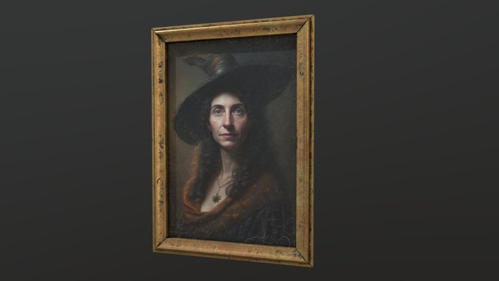 Old Portrait of Witch 3D Model