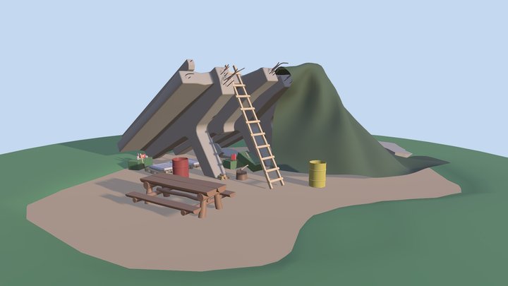 Camp under the bridge 3D Model