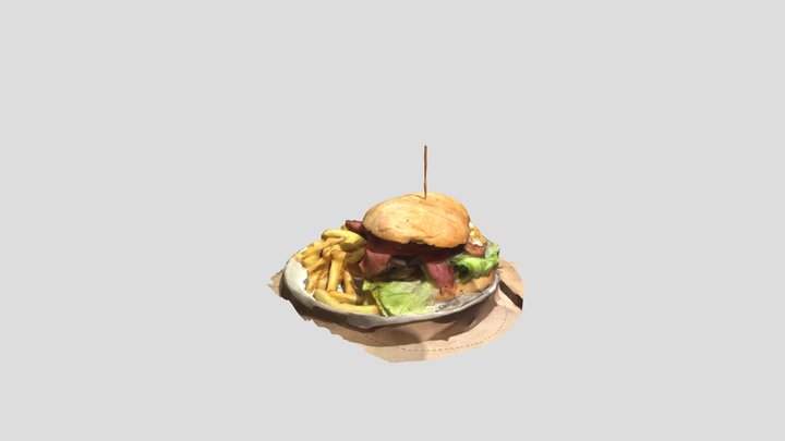 hamburguer with cips 3D Model