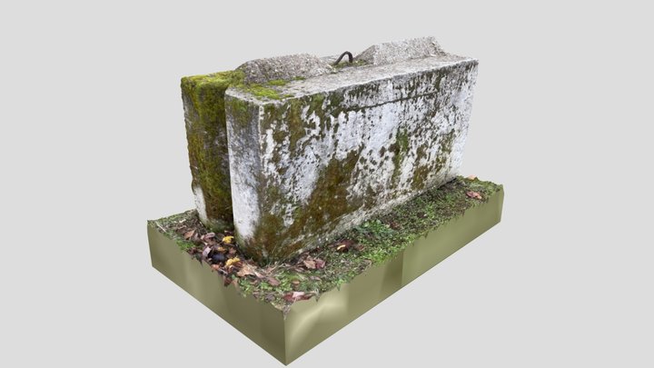 Concrete Barrier Block with Moss 3D Model