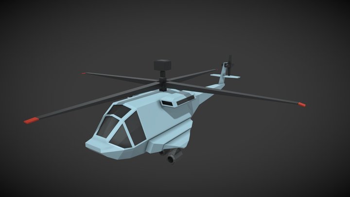 Simple low poly helicopter 3D Model