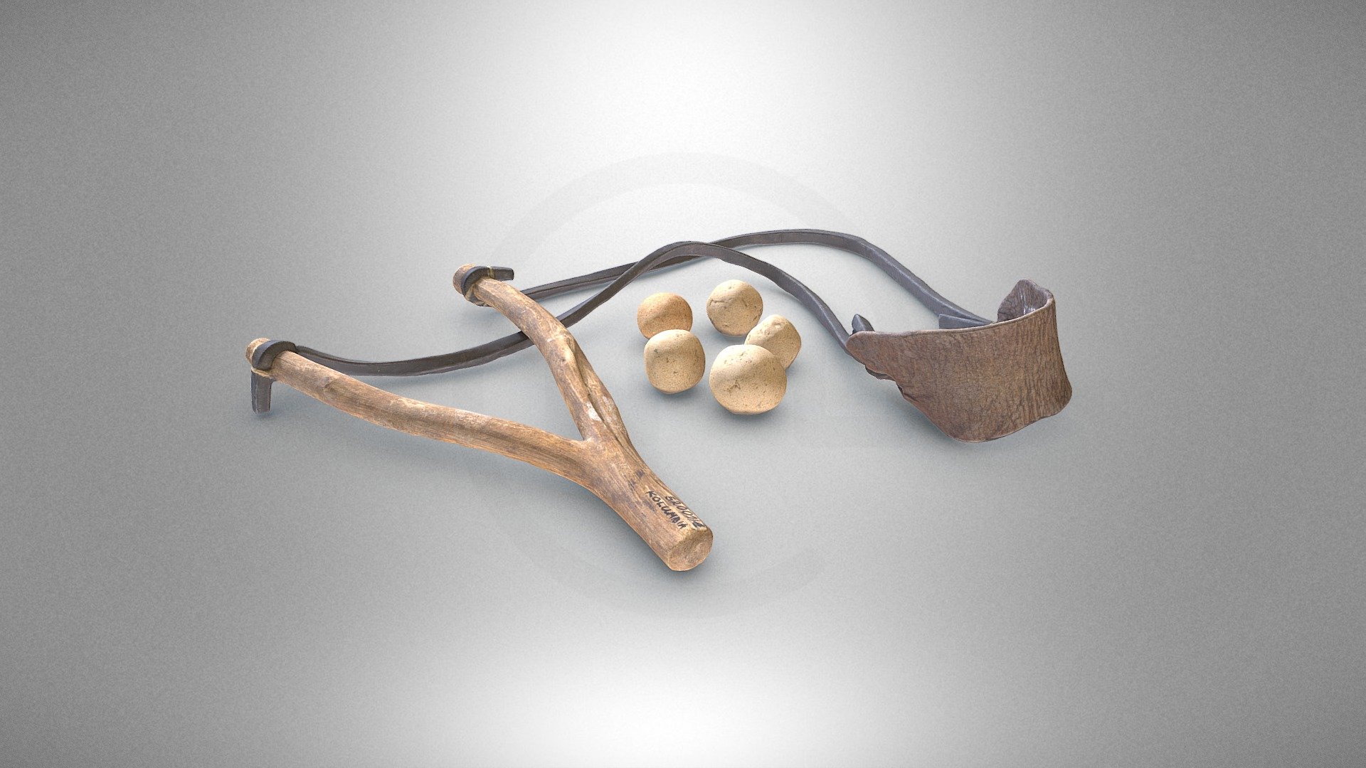 Sling with clay balls — Sketchfab embed 3D viewer