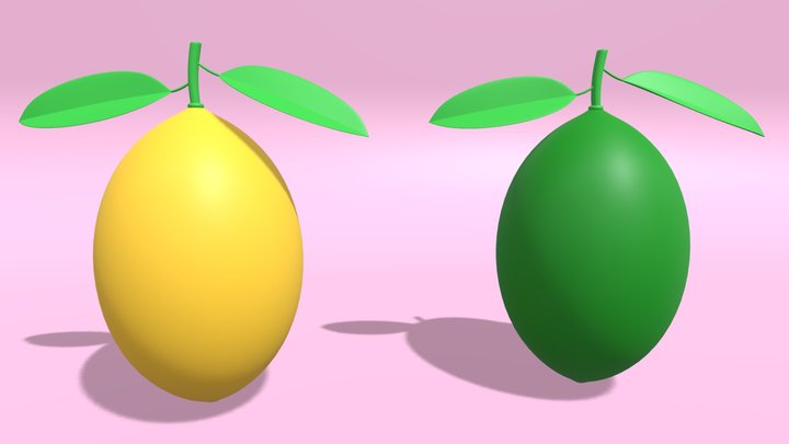 Cartoon Lemon And Lime Fruit 3D Model