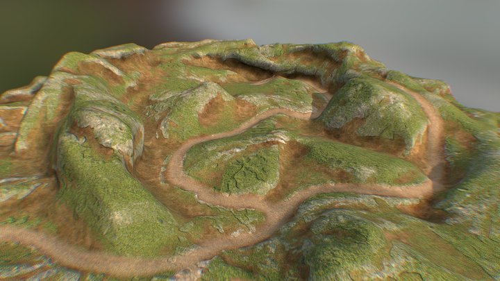 Natural rural terrain. Low Poly. Pixel textures. 3D Model