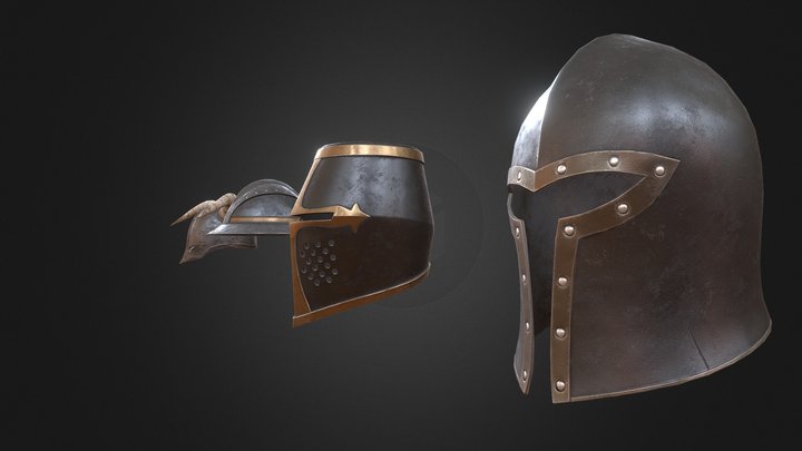 Medieval Helmets 3D Model