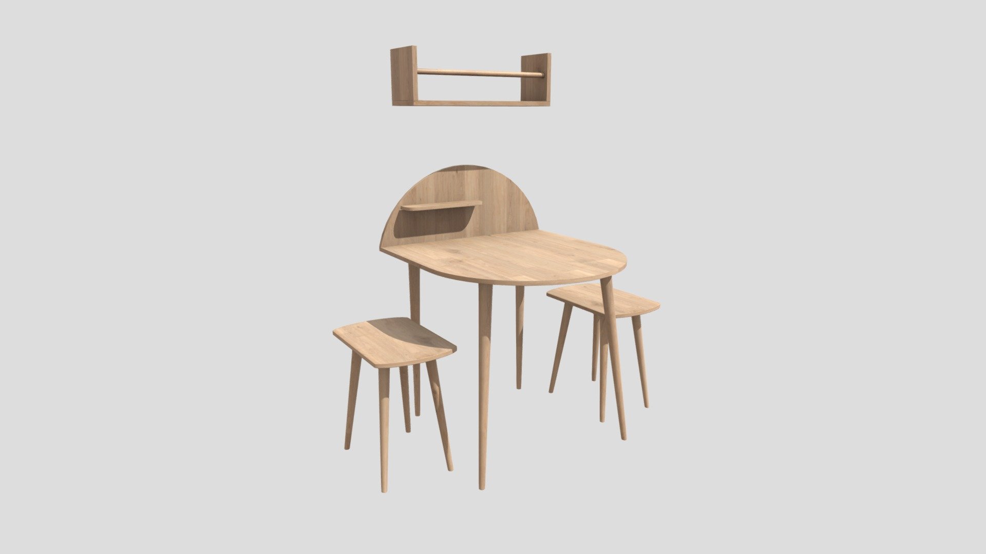 Lena Solid Wood Table Set for 2 — Sketchfab embed 3D viewer