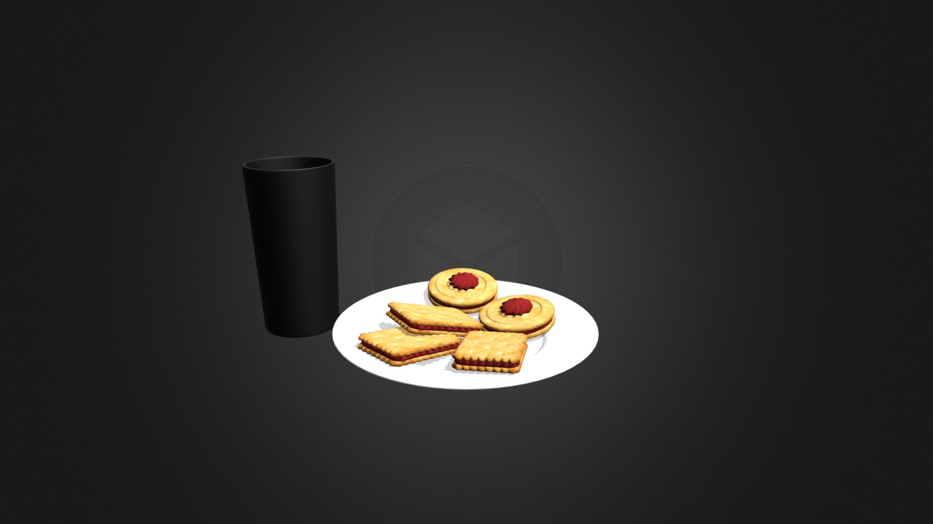 3D model Biscuits with Milk - This is a 3D model of the Biscuits with Milk. The 3D model is about a plate of cookies.