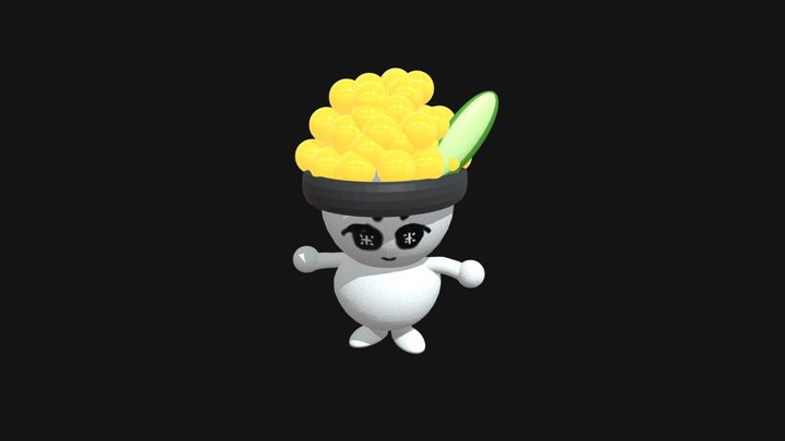 Osushinbo with a Salmon Roe Hat 3D Model