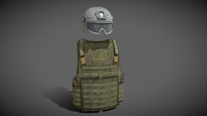 Vest body and Special Forces Helmet 3D Model