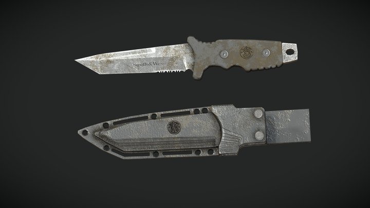 Smith&Wesson SW7 Full Tang Tanto Knife 3D Model