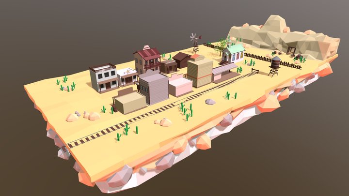 Wild West Town - Low Poly 3D Model