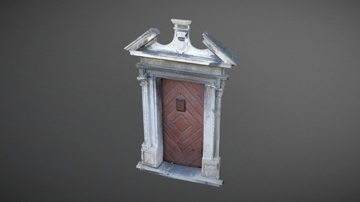 Portal z zamku wbudowany w kamienię. 3D Model