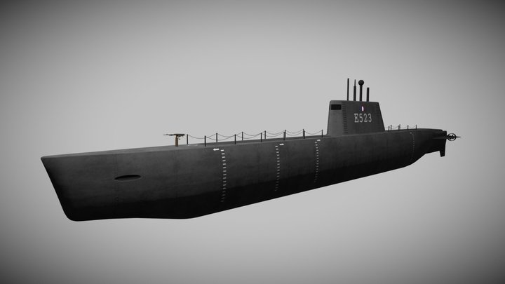 French World War 2 Submarine 3D Model