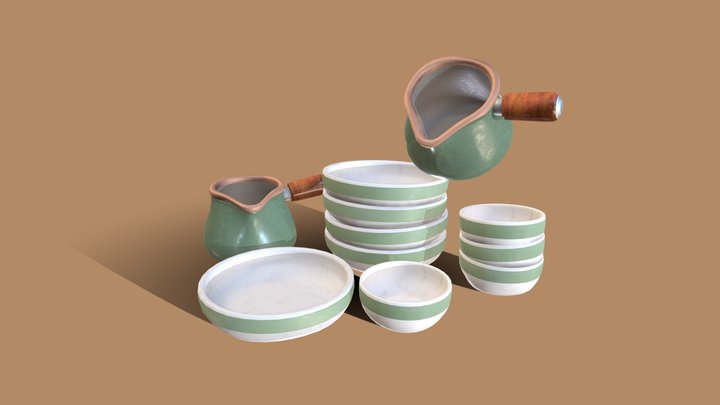 jade bowl set 3D Model