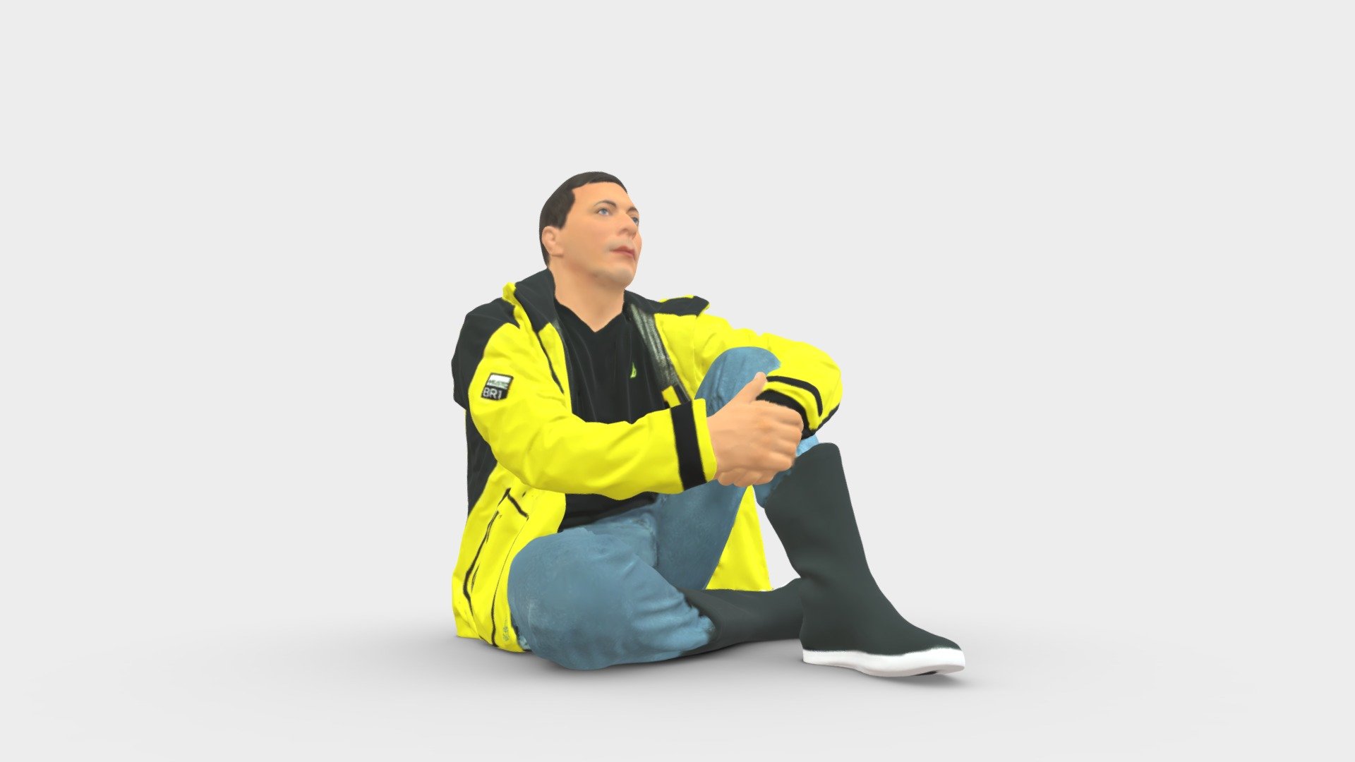 Serious Man In Yellow Winter Jacket Seat 0825 — Sketchfab embed 3D viewer