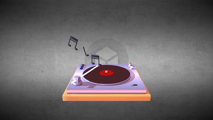Low Poly Record Player 3D Model