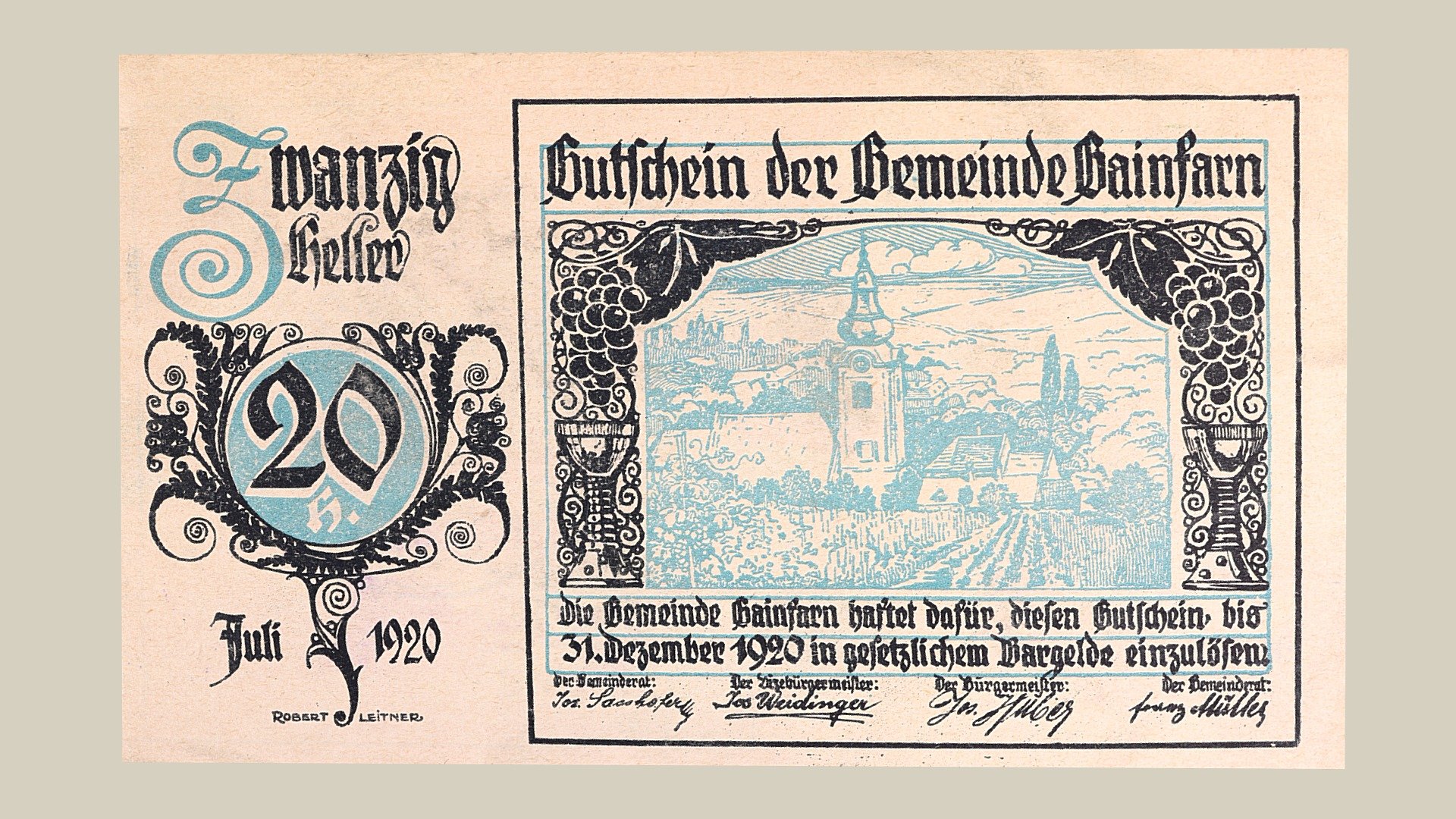 Notgeld Gainfarn — Sketchfab embed 3D viewer