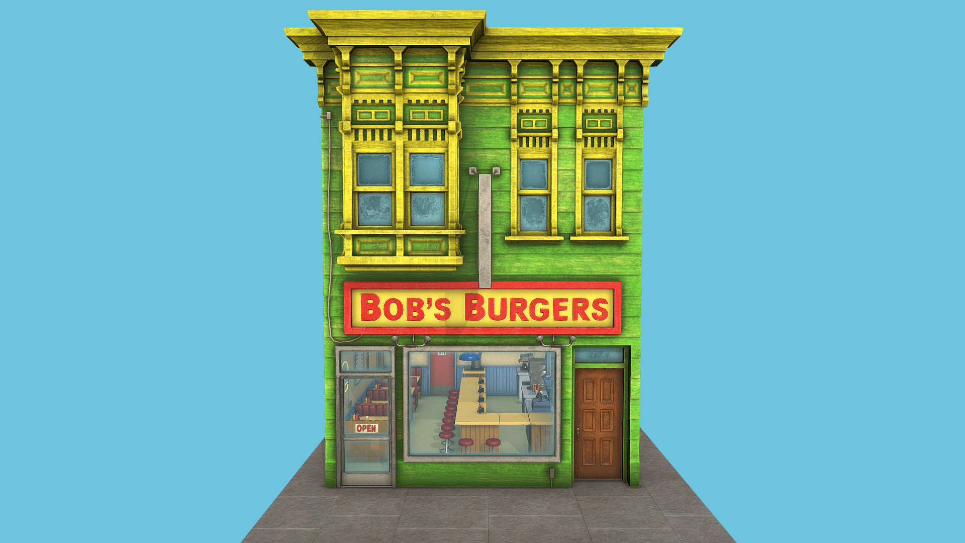 3D model Bob’s Burgers Restaurant - This is a 3D model of the Bob's Burgers Restaurant. The 3D model is about calendar.