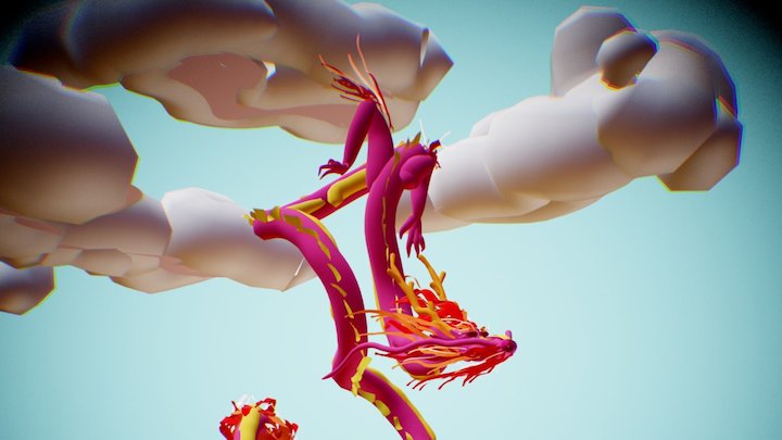 Migrating red dragon 3D Model