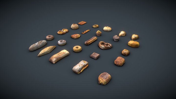 Lowpoly Bakery Products 3D Model