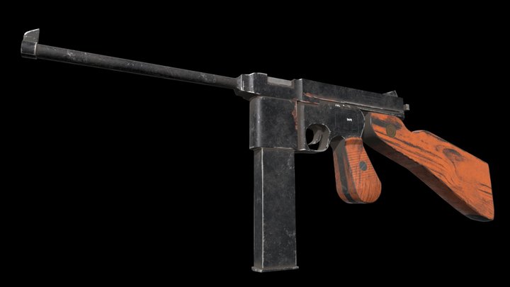 Thompson c96 M1A1 High quality dirty 3D Model