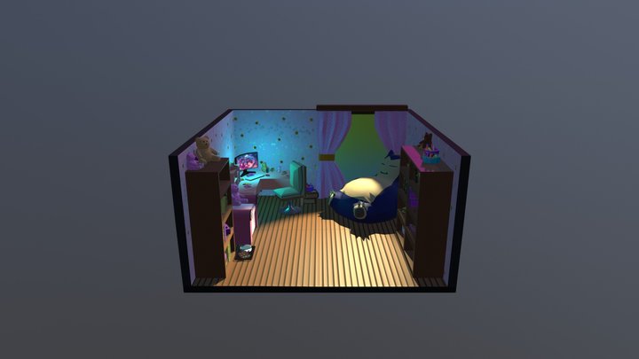 Cute Study Room 3D Model