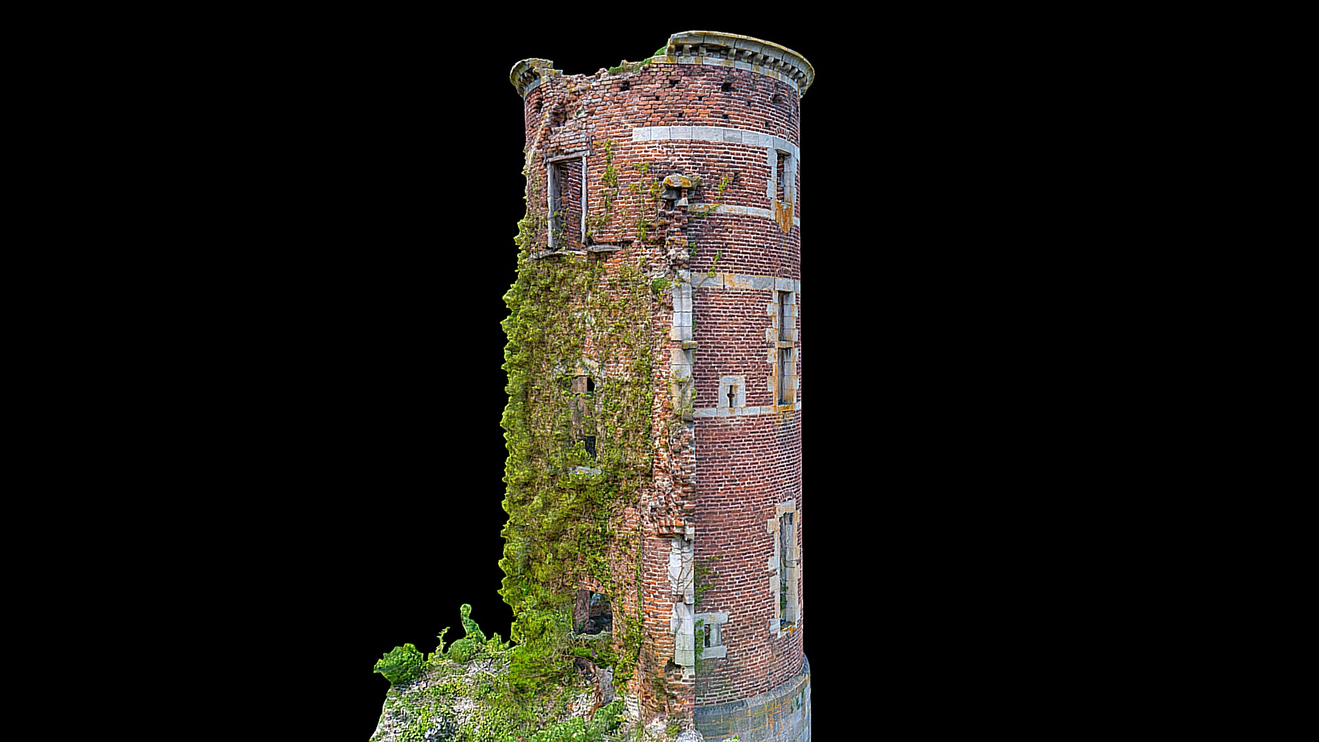 3D model Old tower (Hollogne-sur-Geer) - This is a 3D model of the Old tower (Hollogne-sur-Geer). The 3D model is about a brick tower with a window.