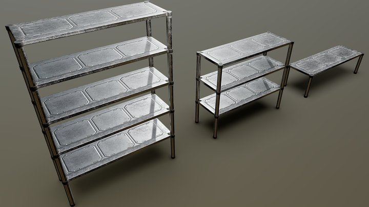Metal Shelf/Bench Assets 3D Model
