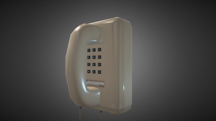 Old Wall Mounted Telephone. 3D Model