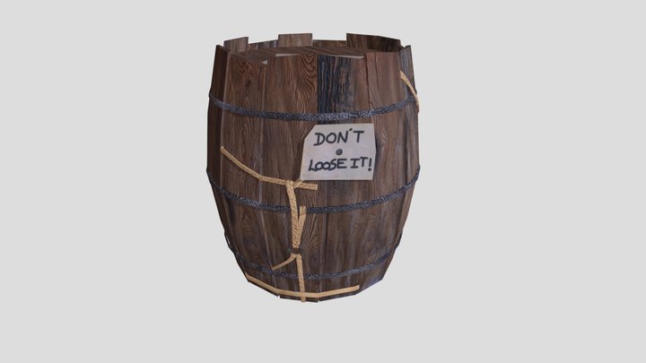 Wood Barrel 3D Model