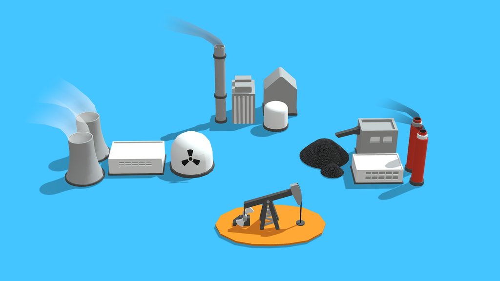 Traditional Energy Sources - Low Poly