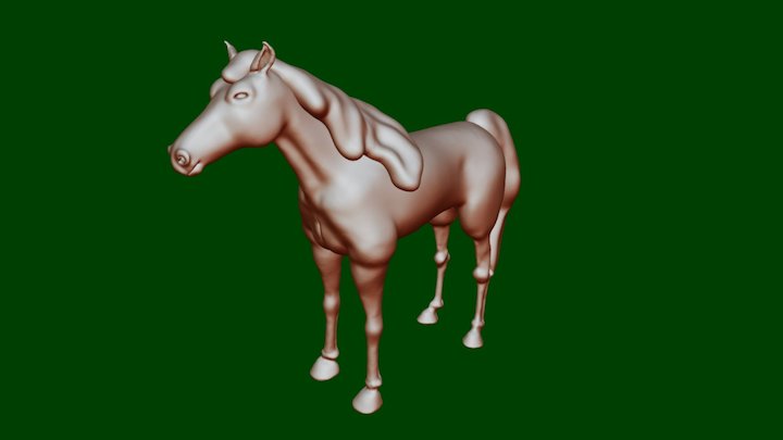 HORSE With Hair 3D Model