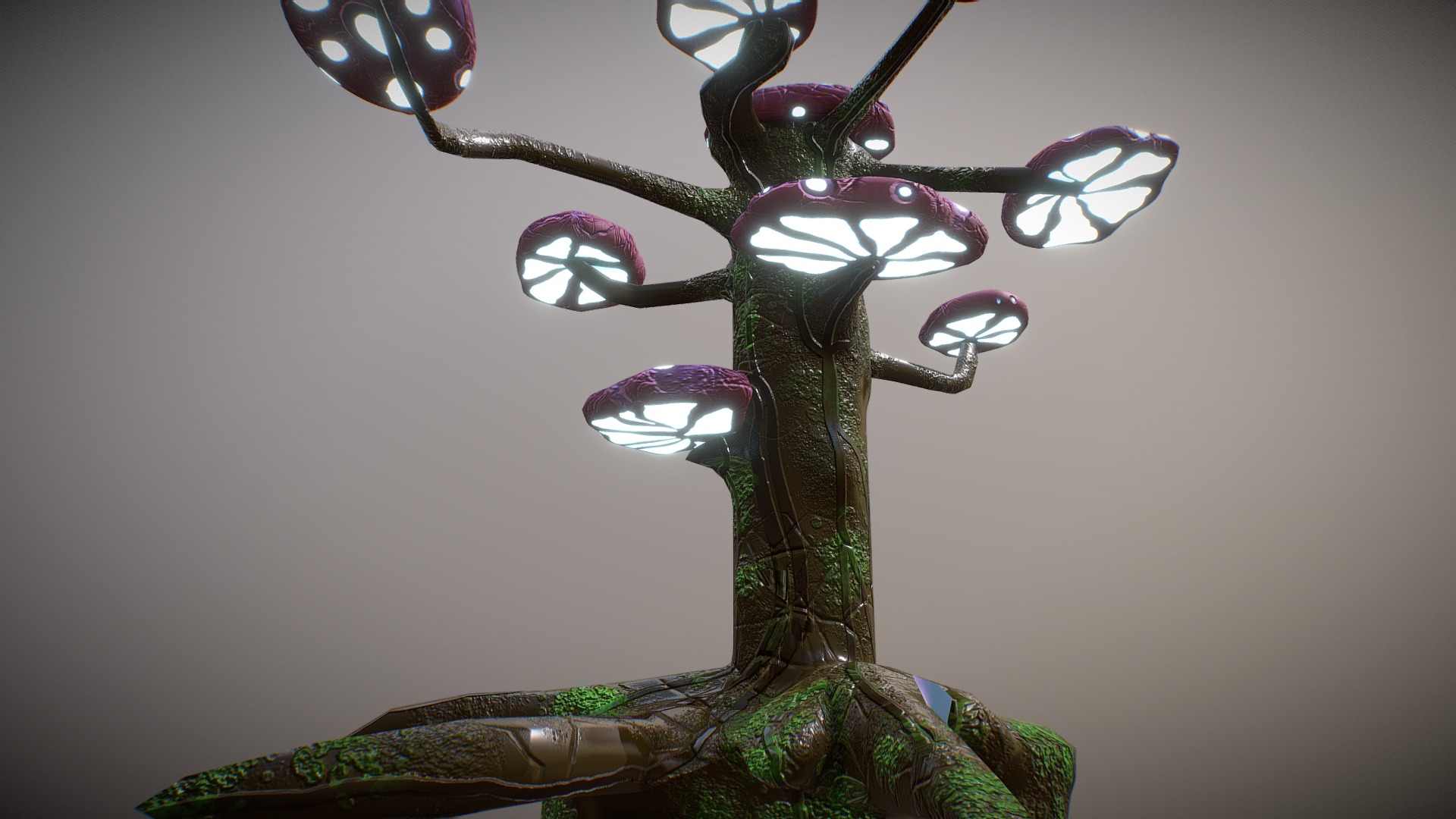 3D model Fungi Tree - This is a 3D model of the Fungi Tree. The 3D model is about a tree with lights.