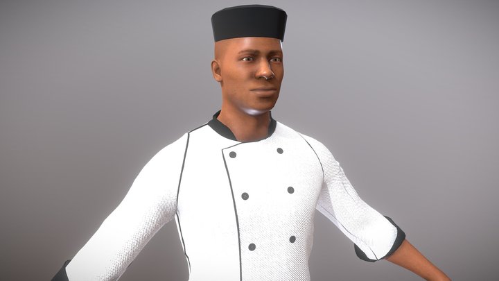 Male African American Chef 3D Model