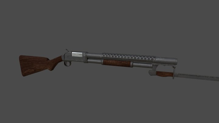 Winchester 1897 Firing Animation 3D Model