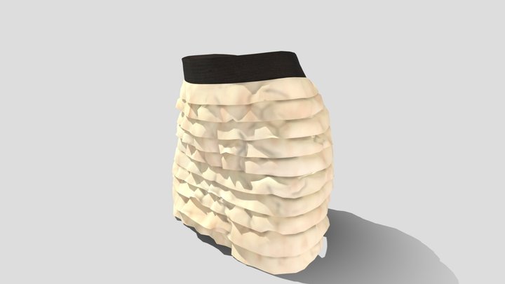 Elastic Waist Ruffles Mini Skirt 3D Model