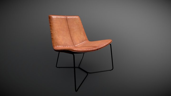 West Elm Slope Leather Chair 2a 3D Model