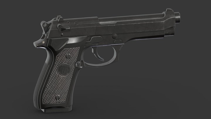 Beretta 92 Low Poly Realisitc 3D Model