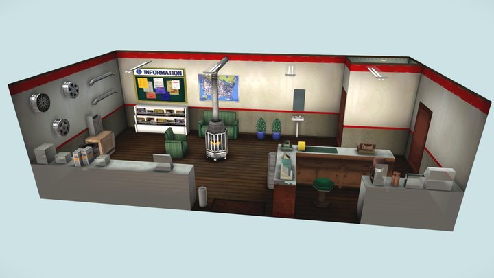 gas station - Mizzurna Falls (sound+animation) 3D Model