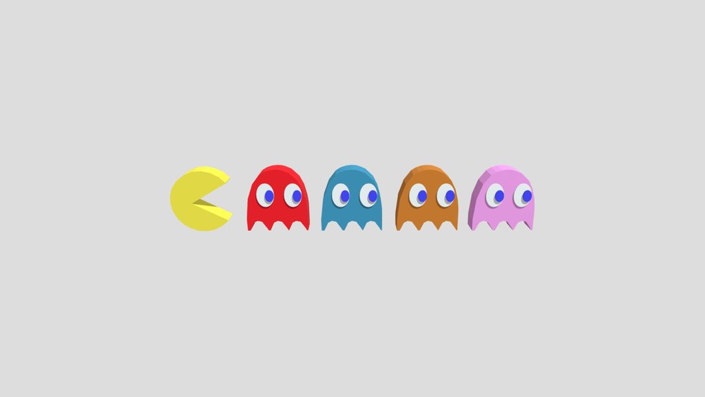 Low Poly Pac-Man Set (Including Ghosts)