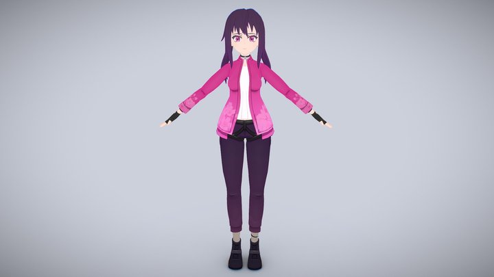 Anime Sci-fi Biker Girl - Character Rig 3D Model